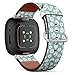 CJBROES Replacement Leather Watch Band, Compatible with Fitbit Versa 3 and Fitbit Sense of Wristband Bracelet Accessory - Simple-Daisy-Flowers