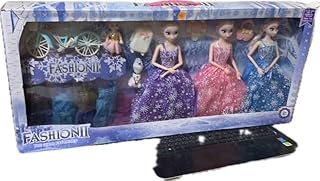 مجموعة عروسة تحتوي 3 عرائس بتصميم أميرات جميلات وفساتين وأكسسوارات