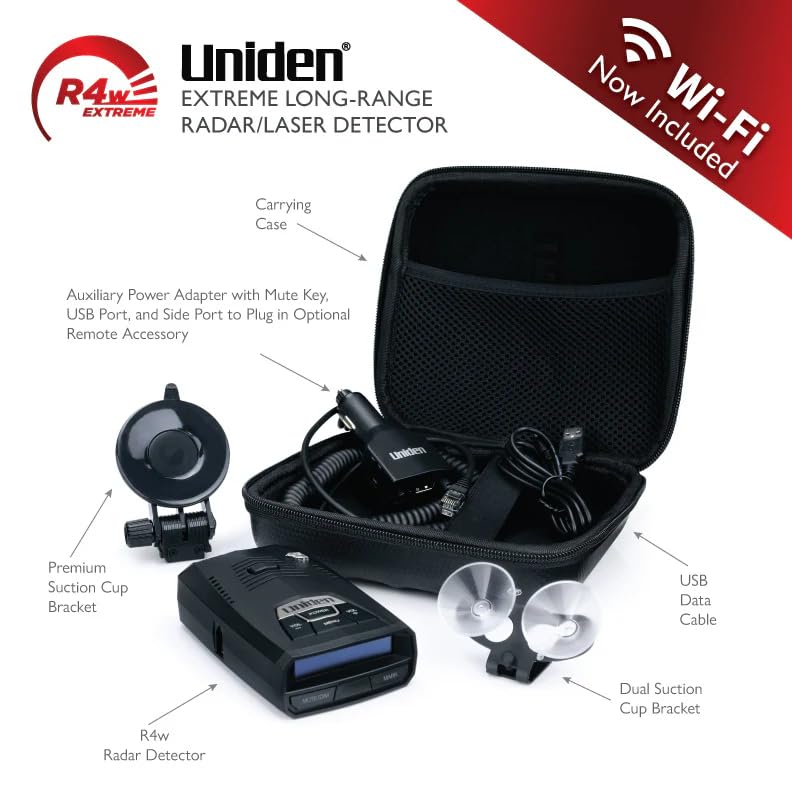 Uniden R4W (new Model) Extreme Long-Range Laser/Radar Detector, Record Shattering Performance, 360° Awareness, Built-in GPS, Wi-Fi, Bluetooth, Voice Alerts, Red Light & Speed Cameras, R/TACH App - Image 3