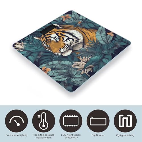 Báscula digital de baño con pantalla LED clara y vidrio templado miniatura 3