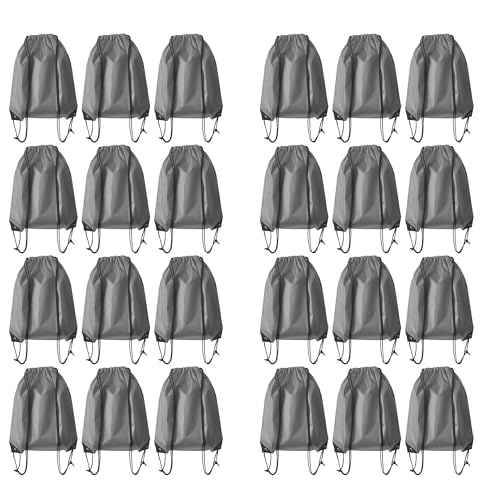 JohahaTim Drawstring Backpack Bulk 24Pcs Draw String Backpack Bags DIY Gym Sports Traveling Yoga Cinch Bag Sackpack Drawstring(grey)