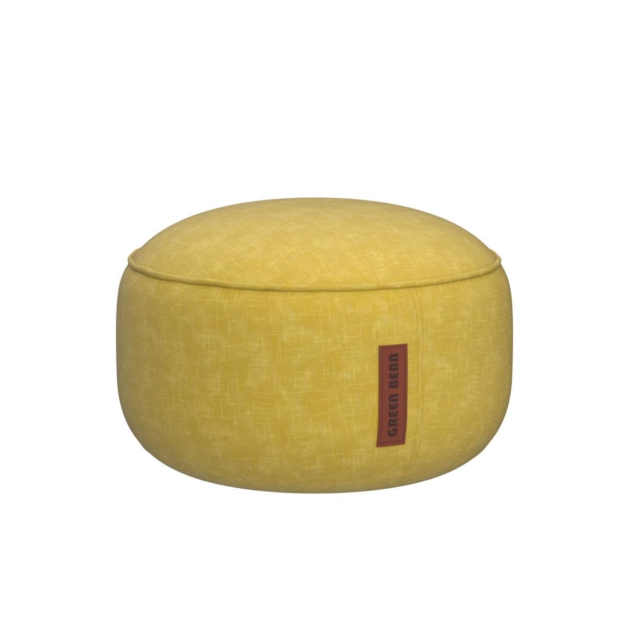 Green Bean Sitzsack-Hocker Home Linen rund 45x25cm mit EPS-Perlen Füllung - Fußhocker Sitz-Pouf für Sitzsäcke - Bodenkissen für Kinder und Erwachsene - Sitzkissen Sitzhocker Gelb