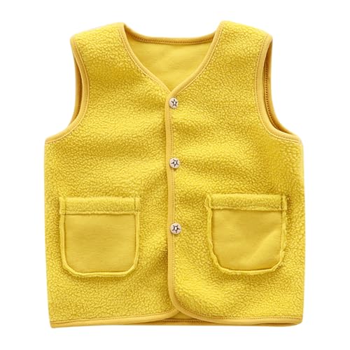Baby Boys Girls Fleece Vest V-Neck Sleeveless Button Thicken Waistcoat Winter Warm Outwear with Pocket