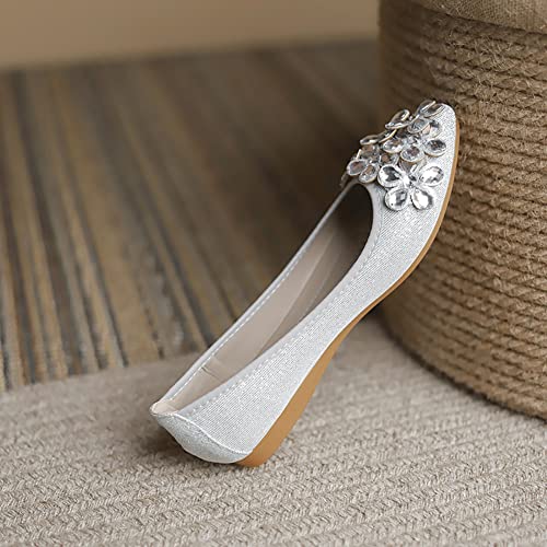 Unifizz Women's Ballet Flats Soft Pointed Toe Rhinestone Wedding Ballerina Shoes Foldable Sparkly Comfort Slip on Flat Shoes for Women2