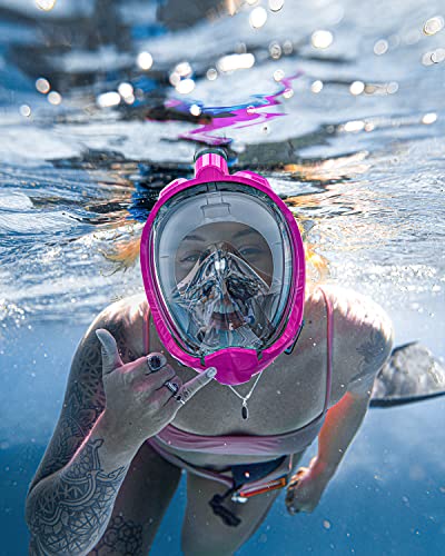 Qingsong Full Face Snorkel Mask For Adults & Kids, Snorkeling Gear With Camera Mount, Foldable 180 Degree Panoramic View Snorkeling Set Anti-Fog Anti-Leak #TOP1