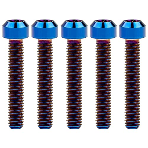 Image of Titanium Torx Square Head M6 x 10 15 20 25 30 35 40 45 50 60 65 70 80mm Screw Pack of 5 (Burn Blue, M6x35mm)