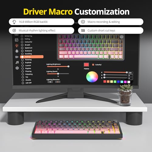 Image of surmen M75 75% Wireless Creamy Keyboard with Gasket, Pre-lubed Triple Mode Bluetooth Mechanical Gaming Keyboard BT5.0 /2.4Ghz /USB with Sound Absorbing Pads Hot-Swap(Sunset)