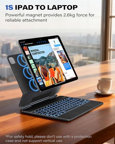 Image of OQTIQ Keyboard Case for iPad Air 13 inch(M4 /M3 /M2)&iPad Pro 12.9(6 /5 /4Gen) | Magic Keyboard with Pencil Holder, Precision Glass Trackpad, 11-Color Backlit Keys