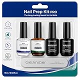 GELAMBER Gel Top and Base Coat with Nail Dehydrator and Prim...