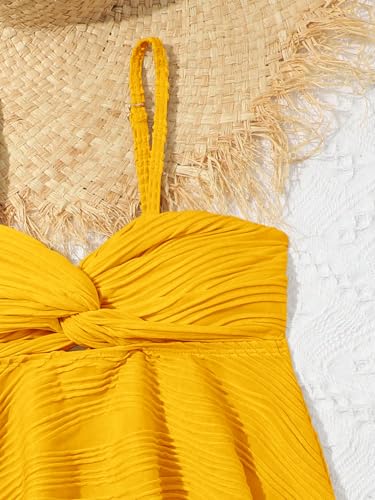 Image of OYOANGLE Girl's 2 Piece Tankini Swimsuit Textured Twist Front Ruched Ruffle Bikini Set Bathing Suits