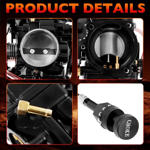 Image of CV40 Carburetor Compatible with Harley Davidson Sportster 883 1200 (1988-2006), Softail (1988-2017), Dyna /FXR (1988-2016) & Touring (1988-2016), Replaces 27421-99, with Choke Cable, Black Cover