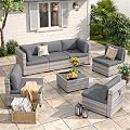 MAISON BACKYARDS 6-Piece Outdoor Patio Furniture Set, All-Weather Wicker Sectional Sofa with Deep Seating 4” Cushions, Heavy-Duty Steel Frame, Modular Rattan Couch for Backyard, Deck & Garden, Black