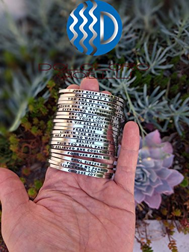 Dolceoro Personalized Inspirational Mantra Cuff Bracelet Jewelry, 3mm Wide Shiny 316L Surgical Stainless Steel4