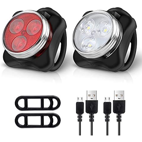 Ascher USB Rechargeable Bike Light Set with 4 Modes Cover