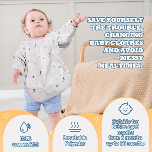 Little Dimsum Long Sleeve Feeding Bibs,Waterproof Baby Bibs with Sleeves, Infant Toddler 6-36 Months for Smock Bib for Eating2