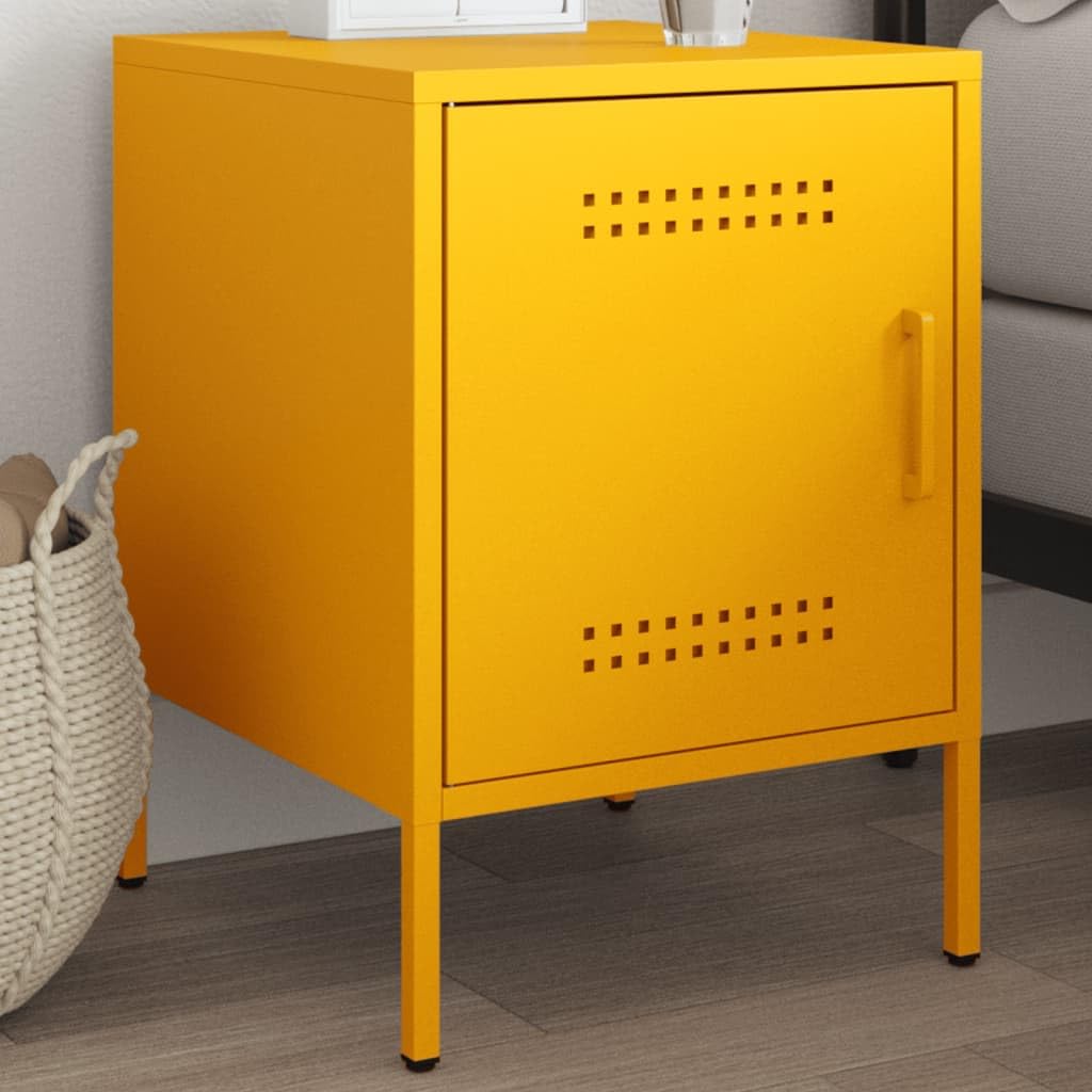 Industrie-Stil Nachttisch mit robustem Stahlgestell, viel Stauraum und multifunktionalem Design für Wohnzimmer, Schlafzimmer und Büro