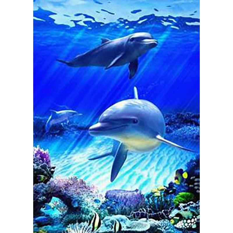ダイヤモンド絵画 額入り完成品 イルカ クロスステッチ 海