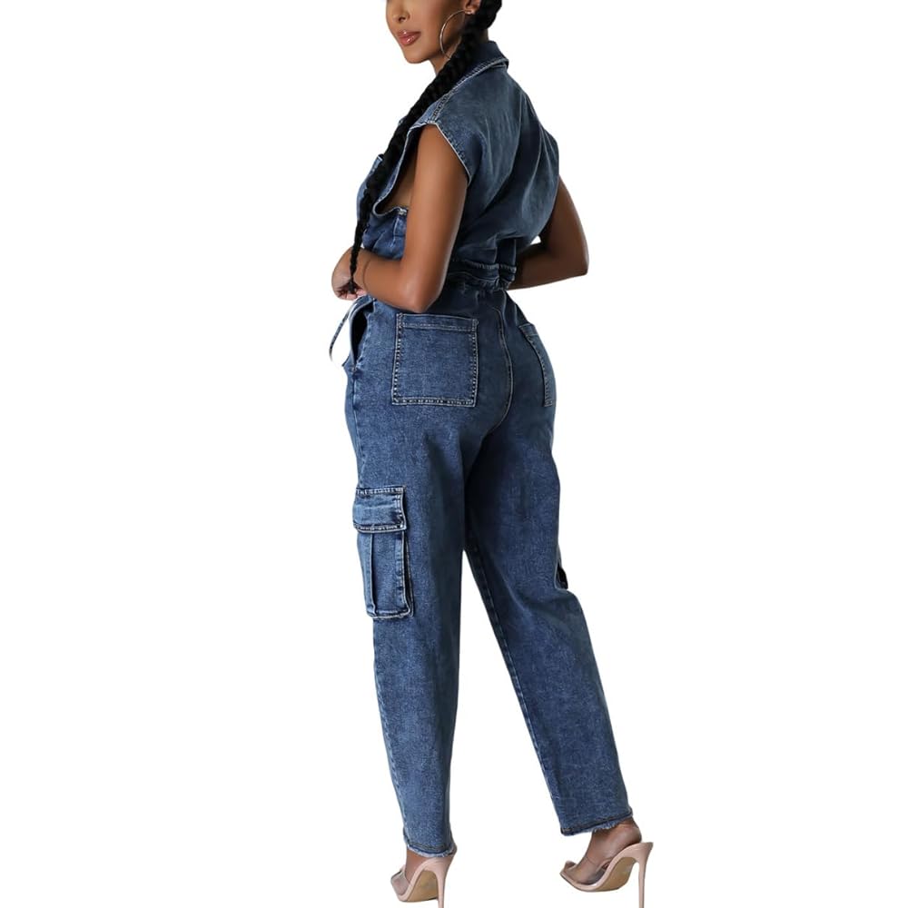 Amazon.com: Women's Sleeveless Denim Jumpsuit Baggy