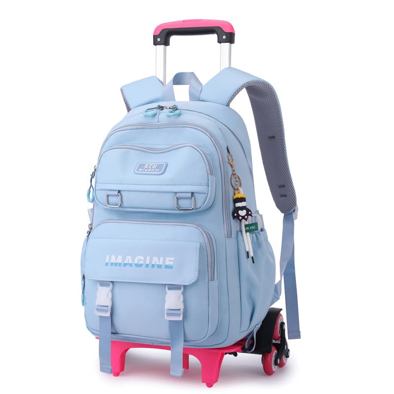 VIDOSCLA Solid Color Kids School Rolling Backpack for Boys Primary Students Wheeled Bag Elementary Bookbags for Girls