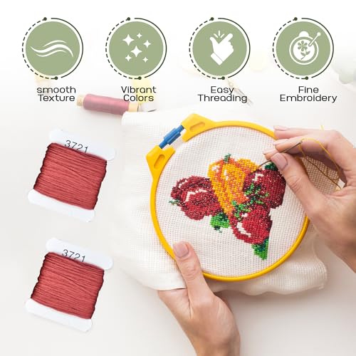 Image of Embroidery Floss Kit and Refills - Cotton Threads - DMC Color Coding for Cross Stitch, String Crafts, Friendship Bracelets