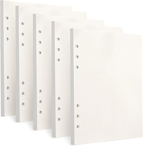 Toplive - Papel de repuesto A5, 5 unidades Toplive de 100 GSM de papel grueso recargable con 6 agujeros, hojas sueltas, 225 hojas (450 páginas) para