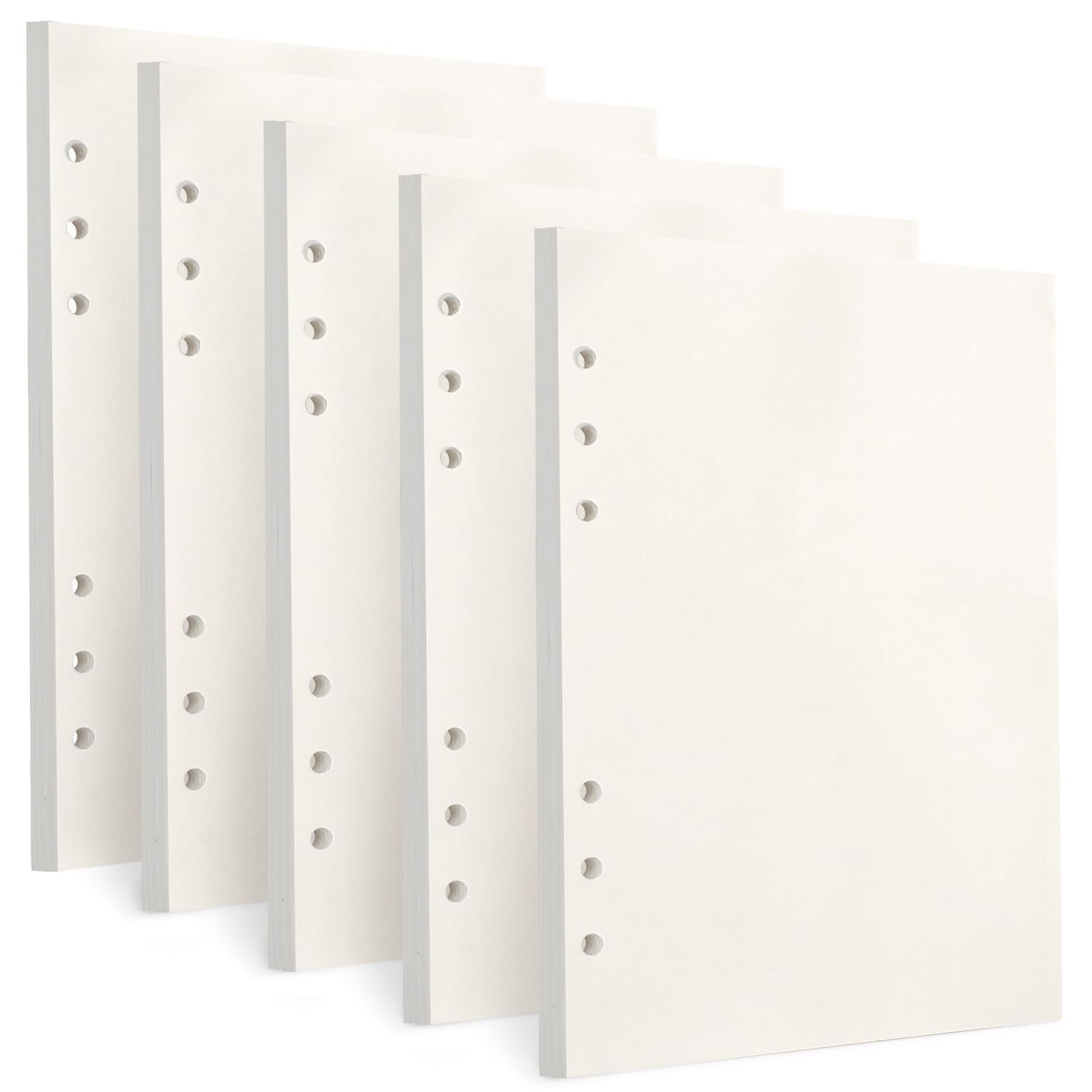 Toplive A5 Refill Paper [5 Pack], 100GSM Thick 6 Hole Loose Leaf - 225 Sheets (450 Pages), Blank Refillable Filler Inserts for 6 Ring Binder/Journal/