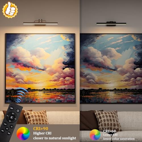 Image of Picture Lights for Wall, 13.8in, Brown, 4000mAh, Rechargeable Remote | Magnetic LED Art Display Light with 3 Color Temperatures for Gallery, Living Room, Bedroom, Hallway, Wireless