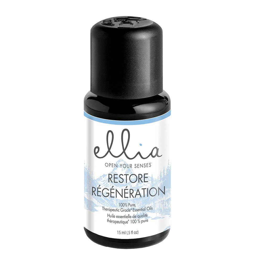 Ellia100% Pure Restore Essential Oil 15 mL Made from Therapeutic Grade Lavandin, Rose Geranium, Orange, Grapefruit, Clary Sage, and Vetiver to Balance, Calm, and Restore Diffuser or Topical Use