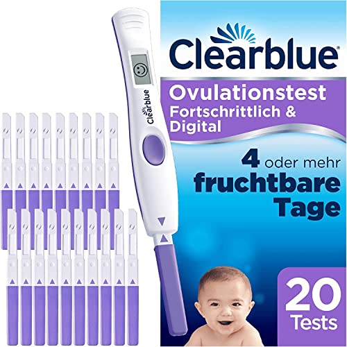Clearblue Kinderwunsch Ovulationstest-Kit Fortschrittlich & Digital. Nachweislich doppelte Chancen, schwanger zu werden, 1 digitale Testhalterung und 20 Tests