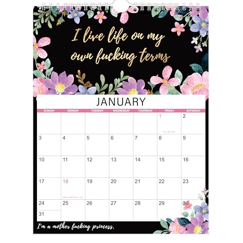 Calendario 2025 - Calendario Fu-ck it para mujer, calendario de pared 2025 de enero a diciembre, divertido Calnedar con papel de alta calidad, 22,9 x 27,9 cm