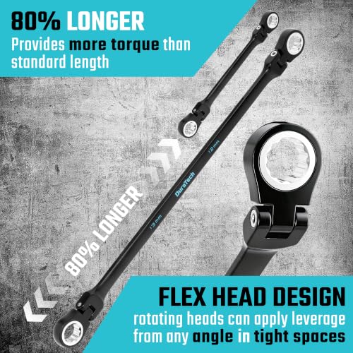 Image of DURATECH Extra Long Flex-Head Ratcheting Wrench Set, 6-Piece, Metric