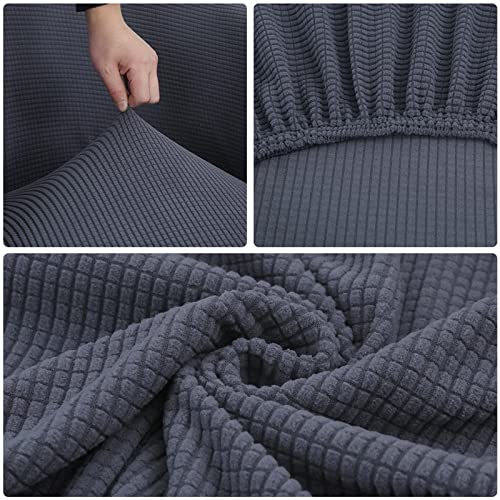 Image of SearchI Club Chair Slipcover Stretch Barrel Chair Covers Jacquard Tub Chair Slipcovers Soft Spandex Armchair Sofa Cover Removable Couch Furniture Protector Arm Chair Cover for Living Room(Grey Blue)