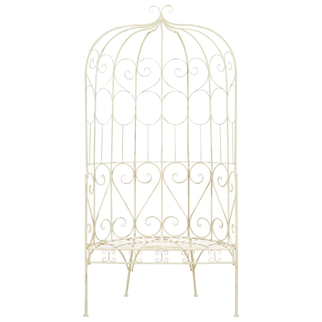 vidaXL Banco de Jardín Aspecto Antiguo Decoración Asientos Mobiliario del Exterior para Terraza Patio Porche Balcón Muebles Hogar 95 cm Hierro Blanco