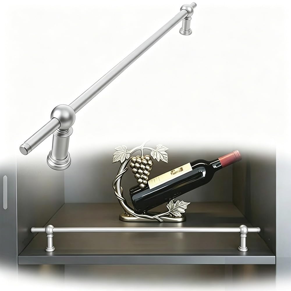 TAJMDGW Anti-Fall Shelf Guard Rail Aluminum Cabinet Fences Decorative Guardrail Bars Gallery Shelf Rail for Shelves Bookshelf Closet Shoe Rack(Silver,70cm(27.5"))