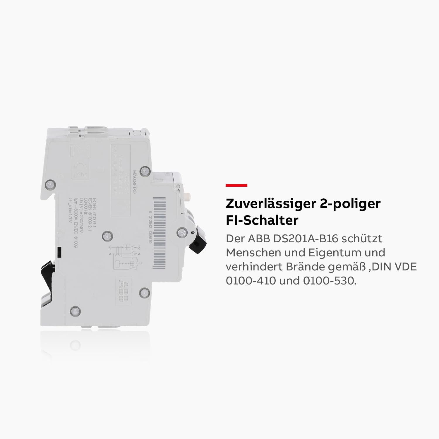 ABB DS201A-B16 FI/LS-Schalter 6kA, 1P+N, Typ A, B16, 30mA, 2 TE• Sicherungsautomat • Leitungsschutzschalter • 2-poliger Fi-Schalter • FI-Schutzschalter • 2CSR255180R1165
