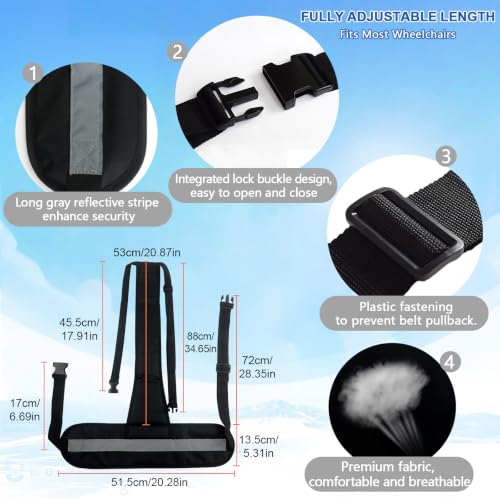 Image of Wheelchair Seatbelt,Wheelchair Harness for Adults,T-Shape Chair Waist Lap Strap with Easy Release Buckles,Suitable for Dementia Patients,Adults,The Elderly,Pregnant,Paralyzed(Black)