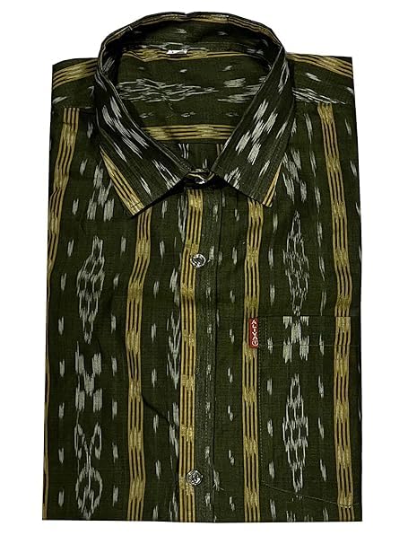 Image of Odisha Handloom 100% Pure Cotton Sambalpuri pasapali Half Shirt fabric for Men /Boys Odisha Traditional Shirt Tie-Dye Craft, Soft & Breathable Weave Cotton Material