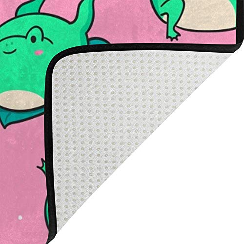 Tapis grenouilles vertes velours corail épais et super doux tapis de sol rose 152cm - 5