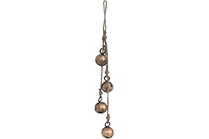 Creative Co-Op Distressed Antique Brass Jingle Bells with Jute Rope
