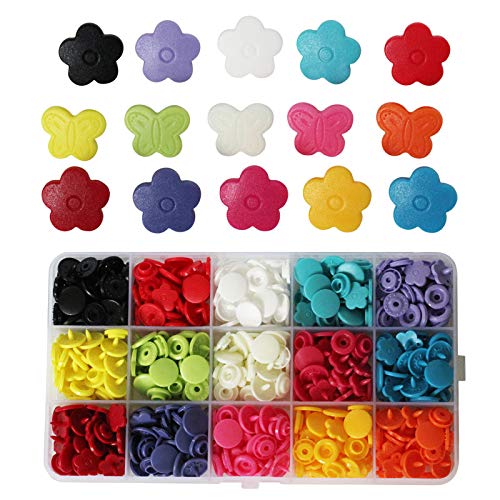 150 Sets KAMsnaps® Round Butterfly Flower Shape Size 20 KAM Snaps Resin Plastic Buttons No-Sew Fasteners
