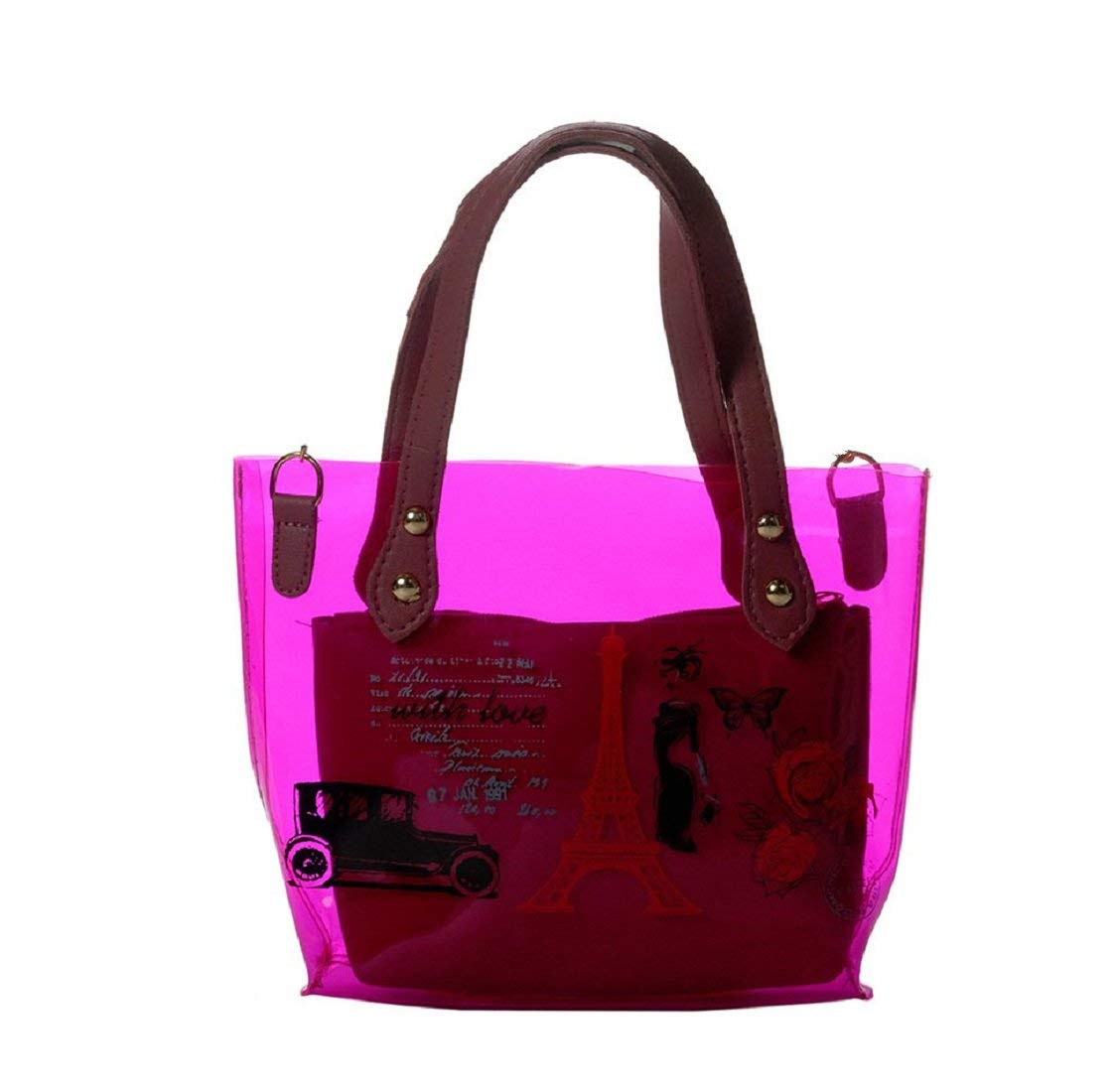 Acrylic Transparent Casual Hand-held Bag | Shoulder Bag | Handbag Butterfly Print With Pouch For Women & Girls-image-46