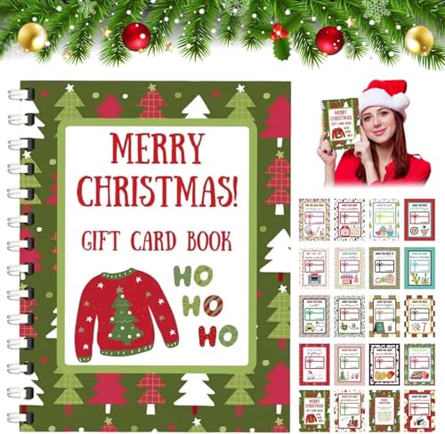 Christmas Card Book 7 x 5 Inch Holiday-Themed Merry Booklet Organizer Greeting Car Keeper Merry Xmas Party Supplies Hardcover & Durability Line