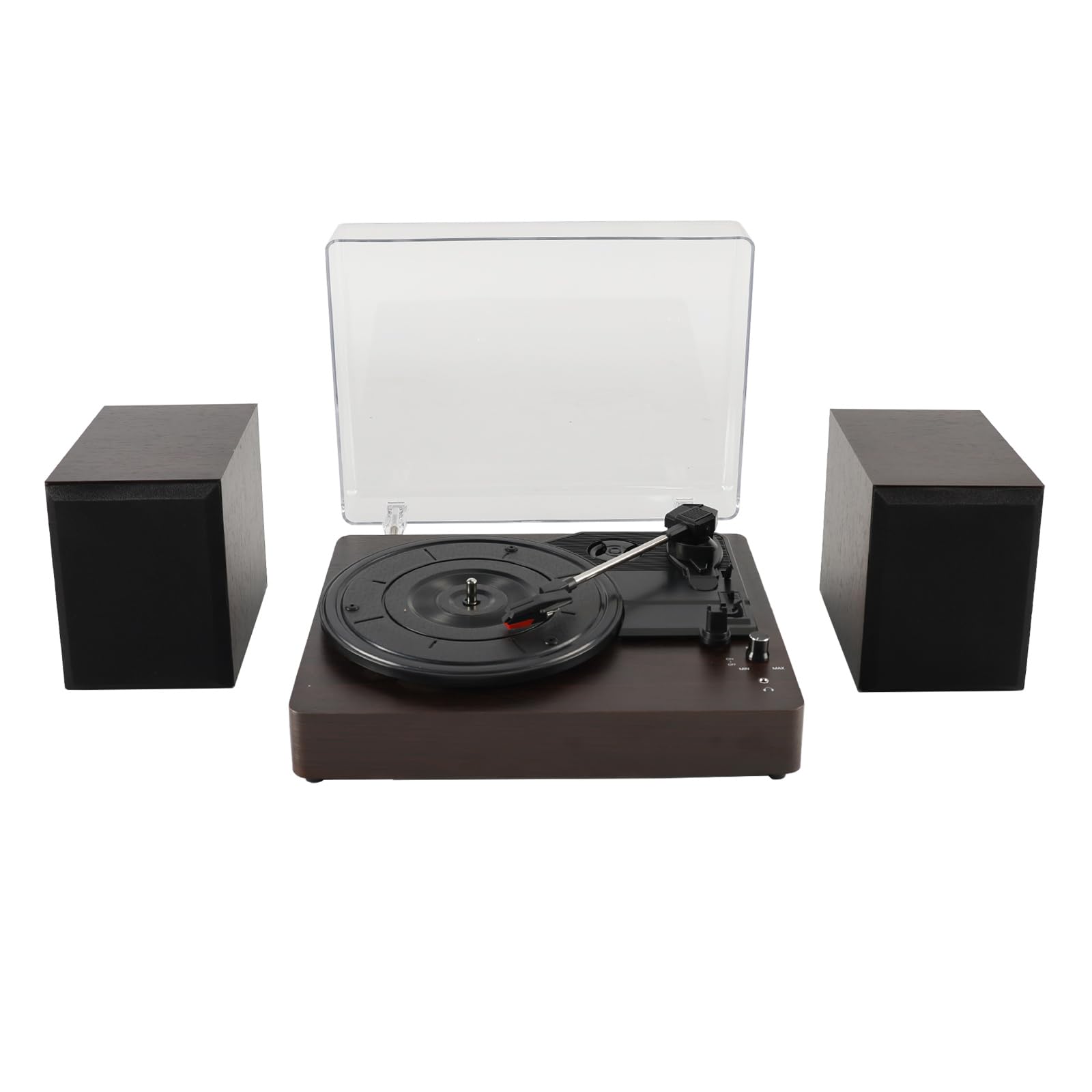 Topteng Schallplattenspieler mit Lautsprecher, 3-Geschwindigkeiten (33/45/78 U/min) für 7/10/12 Zoll Vinyl-Schallplatten, Geteilter Turntable Record Player, mit LP Modus - Zum entspannten Musikgenuss