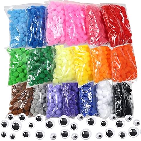 TOAOB 1900pcs Assorted Pom Poms with Wiggle Eyes Cover