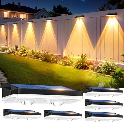 VIIIVA Solarlampen für Außen Garten, IP65 Wasserdicht Solar Wandleuchte Aussen, 13 Farbmodi RGB Solar Led Aussenleuchte, Led Solarleuchten für Aussen Gartendeko,Balkon,Terrasse,Treppen,Zaun,6 Stück