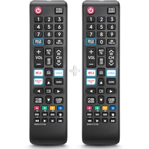 2er-Pack Universal Fernbedienung für alle Samsung Fernseher The Frame Curved Solar Crystal UHD LED HDTV Neo QLED 3D 4K 8K Smart TV Ersatz für Samsung Fernbedienung Original BN59-01315B