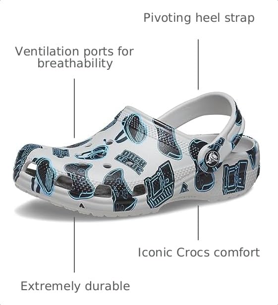 Image of Crocs Unisex-Child Classic Graphic Clog, Game Over Atmosphere, 5 US Toddler