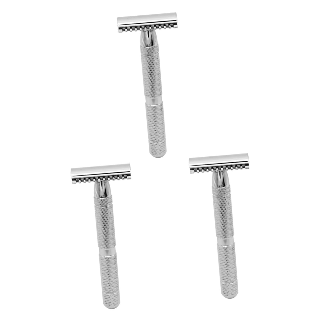 FRCOLOR 3pcs Safety Razor Double Blade Men Shaving Tool Stainless Steel Smooth Shave