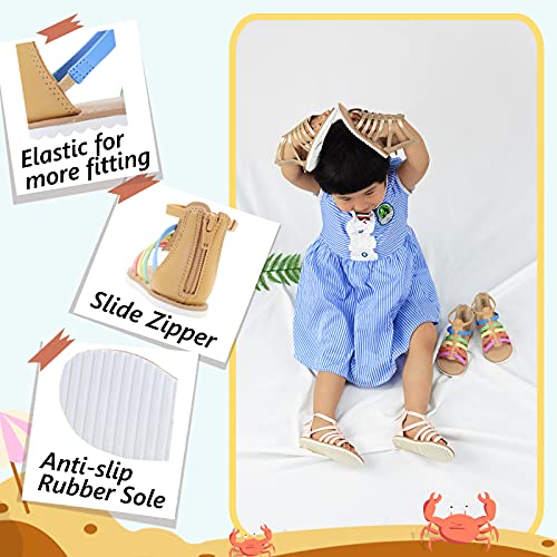 Lulex Girls Gladiator Sandals for Toddler/Little Kids Adjustable Cute Summer Flat Strappy Sandals with Zipper for 1-5 Years Old3
