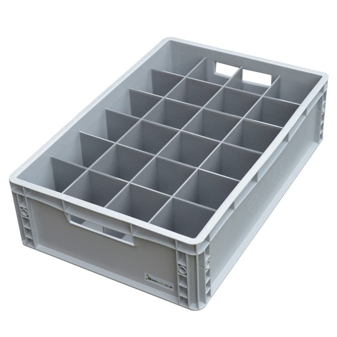 Glassjacks Glassware Storage Crate, 24 Cells - Glass or Item Max Width 80mm, Glass or Item Max Height 140mm | box ref. 140-24-E